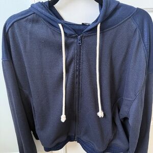 Womens Waffle Navy Blue hooded set Size Large